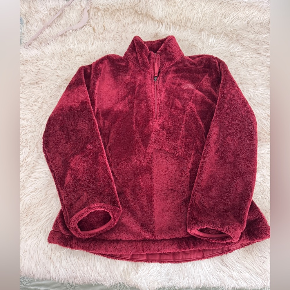 North Face TNF Osito 1/2 Zip Pullover Womens Medium Burgundy Fleece